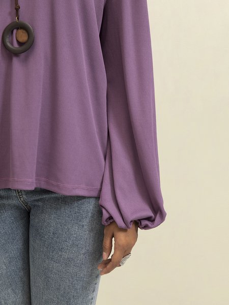 

Purple V Neck Long Sleeve Shift Tops, Auto-Clearance