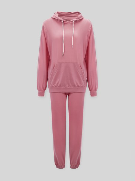 

New Women Chic Plus Size Vintage Comfortable Boho Casual Sports Shift Suits, Pink, Two-piece Outfits