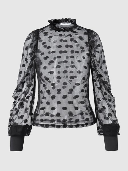 

Vacation Polka Dots Regular Fit Tops, Black, Tops