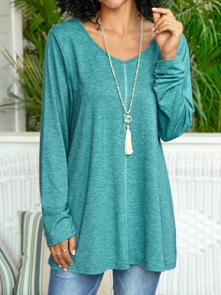 

Plain Cotton Vintage Shift Shirts & Tops, Green blue, T-Shirts