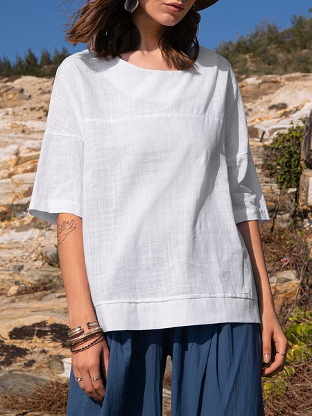

Short Sleeve Casual Blouse, White, Blouses and Shirts