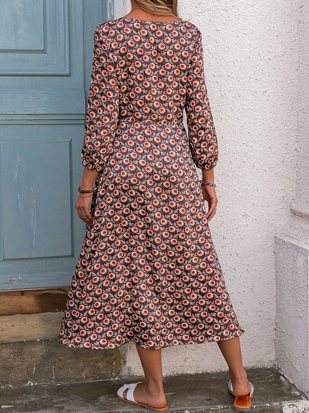 

V Neck Asymmetric Dresses, Printing, Designers