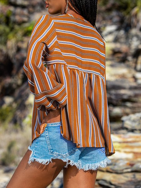 

Brown Casual Paneled Shirt, Blouses and Shirts