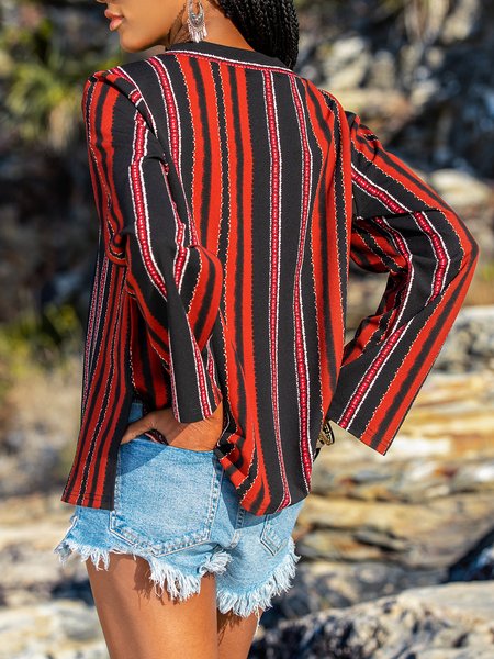

Cotton-Blend Long Sleeve Top, Brown, Blouses and Shirts