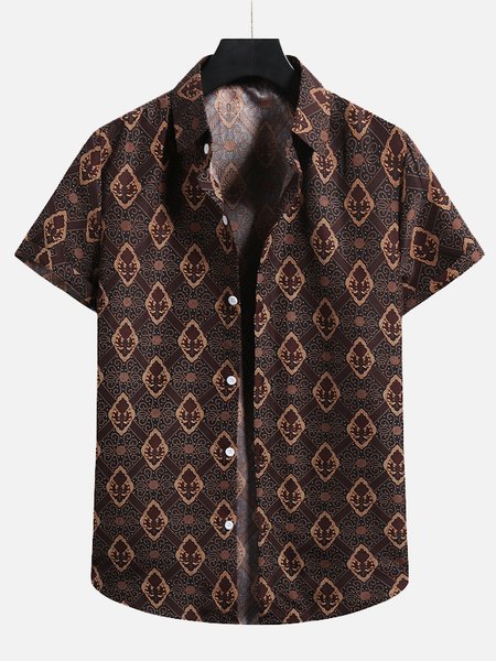 

Casual Abstract Shirts, As picture, Men's Floral shirt
