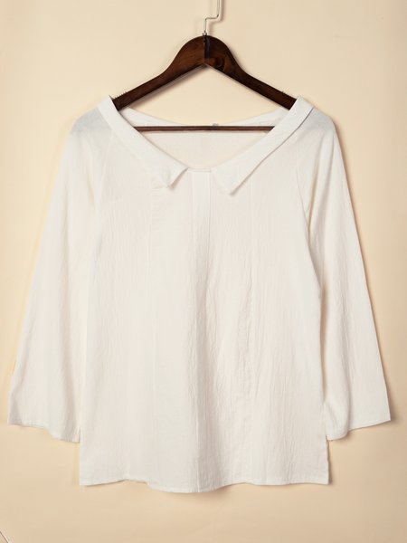 

Plus Size Solid Casual Long Sleeve Blouse, Green, Blouses & Shirts