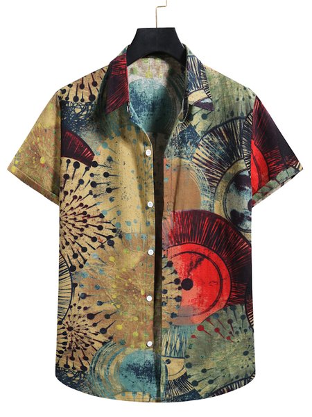 

Linen Shirts, As picture, Men's Floral shirt