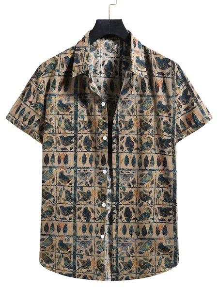 

Square Neck Shirts & Tops, As picture, Men's Floral shirt