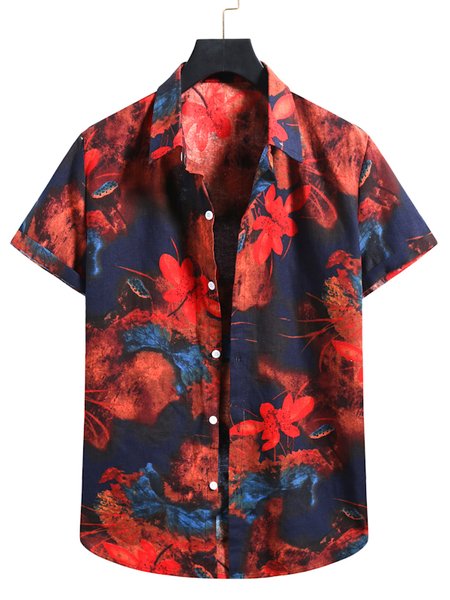 

Casual Floral Cotton-Blend Shirts & Tops, Red, Winter Clearance