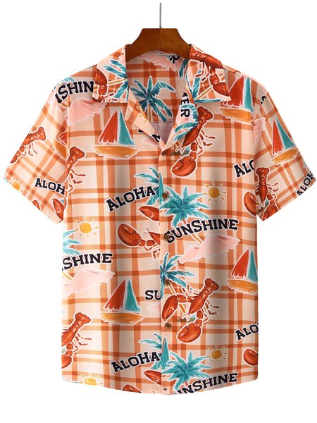 

Vintage Cotton-Blend Shirt Collar Shirts & Tops, Orange, Shirts