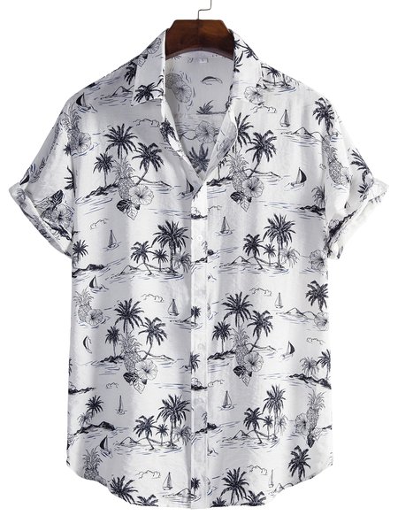 

Men's Vintage Coconut Tree Shirts, White, Blouses&Shirts