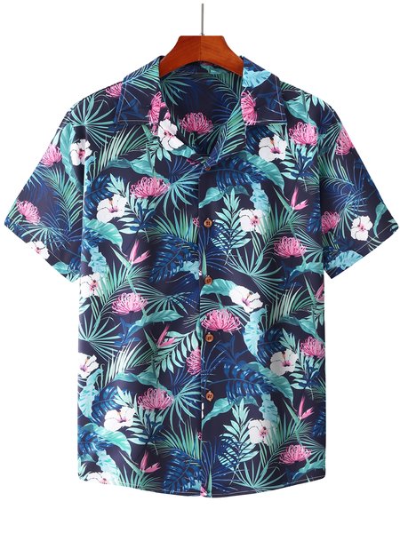 

Cotton-Blend Casual Shirts & Tops, Navy blue, Short Sleeves Shirts