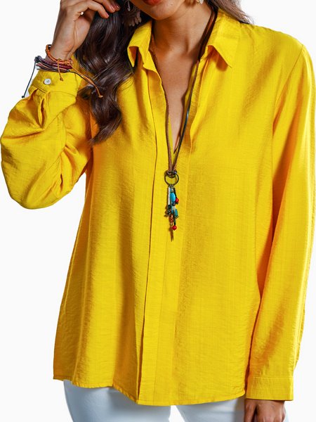 

Scollo a V Vintage Top, Giallo, T-Shirts