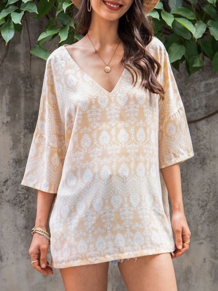 

Apricot V Neck Half Sleeve Shirts & Tops, Tops