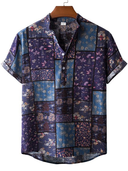 

Men's Tribal Printed Linen Shirts, Blue, Blouses&Shirts