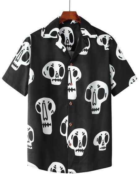 

Cartoon Shirt Collar Holiday Shirts & Tops, Black, Shirts