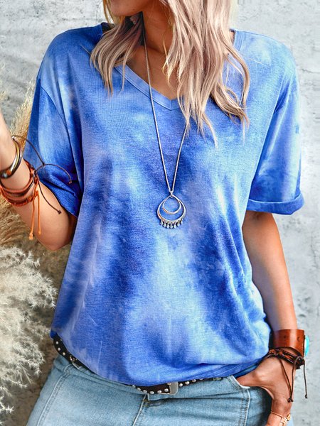 

Cotton Ombre/tie-Dye Crew Neck Holiday Shirts & Tops, Blue, Tees & T-shirts