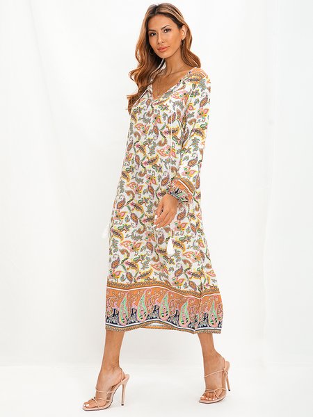 

Multicolor Floral Boho Casual Shift Dress, Dresses