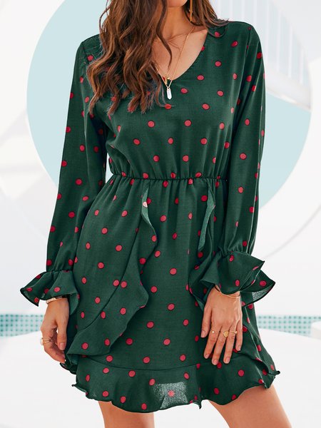 

Maniche Lunghe Donna moda Semplice a pois A-line gonna Abito, Navy blu, Dresses