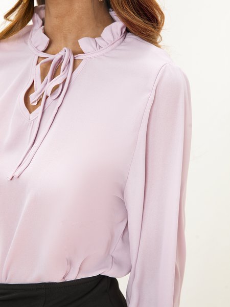 

Green Ruffled Chiffon Long Sleeve Shirts & Tops, Purple, Tops