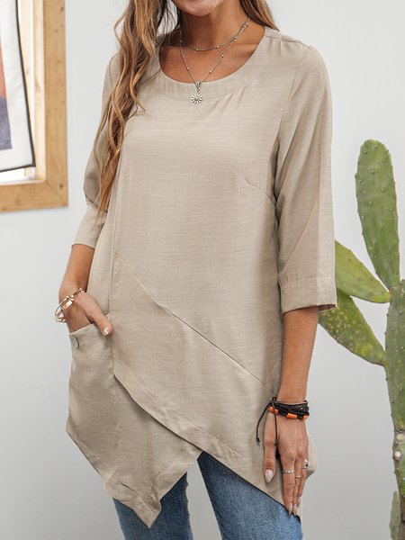 

Casual Cotton Half Sleeve Paneled Shirts & Tops, Apricot, Designers