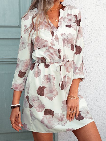 

Shift 3/4 Sleeve Floral Romantic Dresses, As picture, Designers