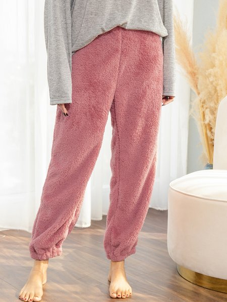 

Pink Holiday Cotton-Blend Plain Pants, Pants