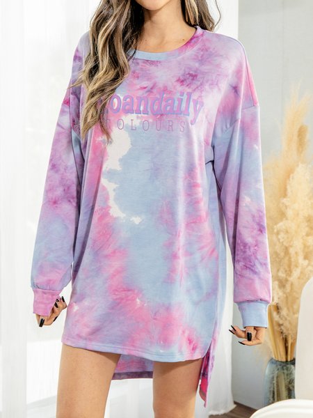 

Pink Long Sleeve Ombre/tie-Dye Cotton-Blend Knitting Dress, Auto-Clearance
