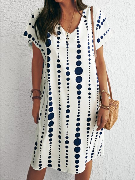 

Abito Maniche Corte Casuale Cotone, Bianco, Dresses