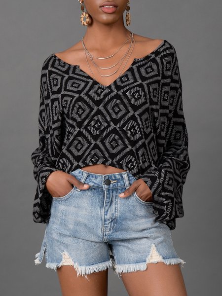

Black V Neck Sexy Top, Blouses and Shirts