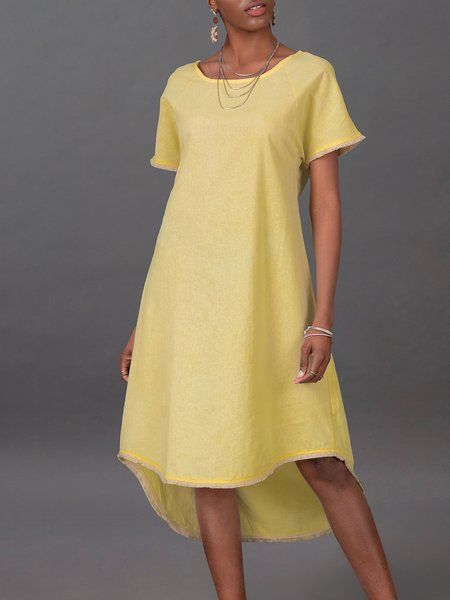 

Apricot V Neck Short Sleeve Casual Dress, Midi Dresses