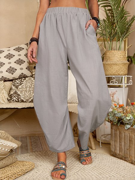 

Asymmetric Casual Pants, Light gray, Auto-Clearance