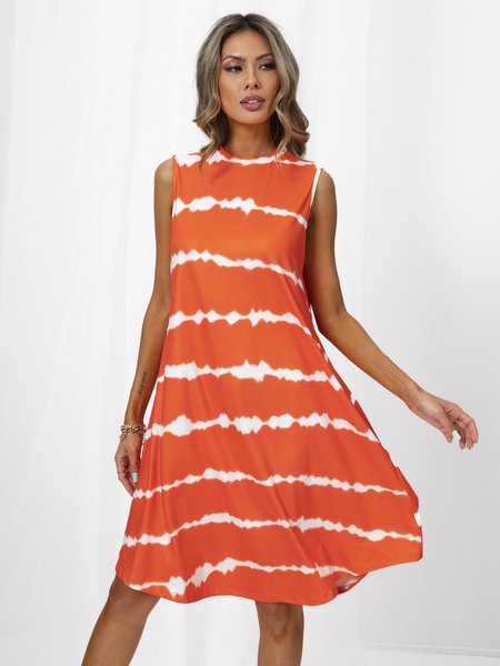 

Casual Cold Shoulder Polyester Cotton Crew Neck Knitting Dress, Orange, Dresses