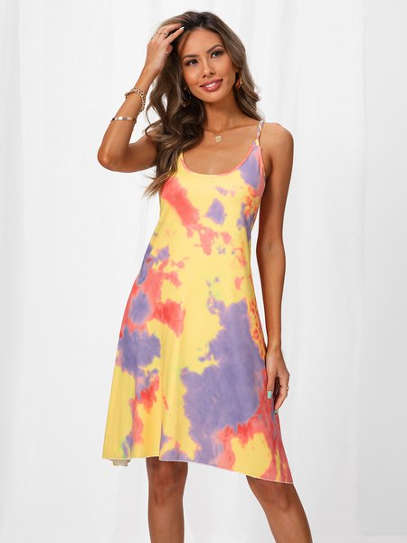 

Asymmetric Cold Shoulder Ombre/tie-Dye Casual Knitting Dress, Yellow, Dresses