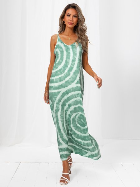 

Spaghetti Knitting Dress A-Line Ombre/tie-Dye Knitting Dress, Green, Dresses