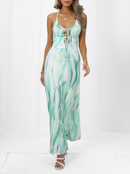 

Spaghetti Sexy Ombre/tie-Dye Cold Shoulder Knitting Dress, Green, Dresses