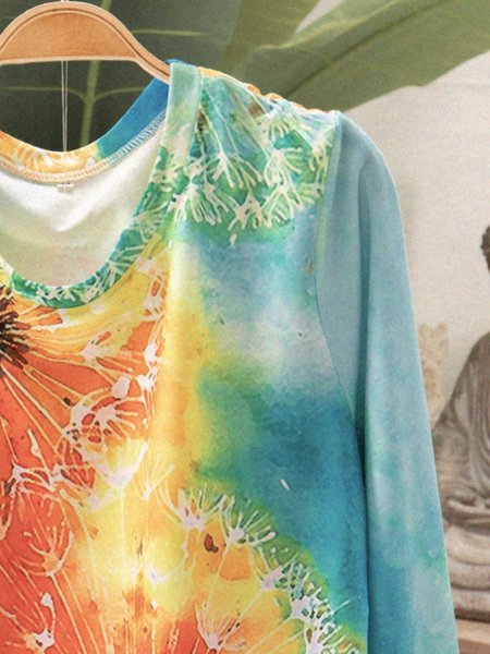 

Large size Abstract Long Sleeve Cotton-Blend Crew Neck Tops, Sky blue, Sweatshirts & Hoodies