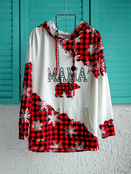 

Women's Hoodies Plaid Animal Print Color Block Hoodie, Red, Sweatshirts & Hoodies