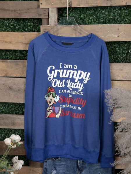 

I Am A Grumpy Old Lady Long Sleeve Top, Blue, Sweatshirts & Hoodies