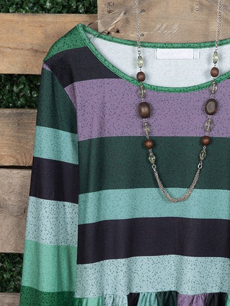 

Striped O-Neck Shirts & Tops, Green, Long sleeve tops