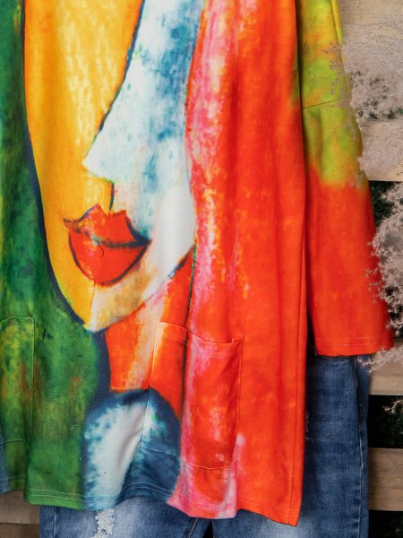 

Abstract Long Sleeve Casual Shirts & Tops, Image color, Tops