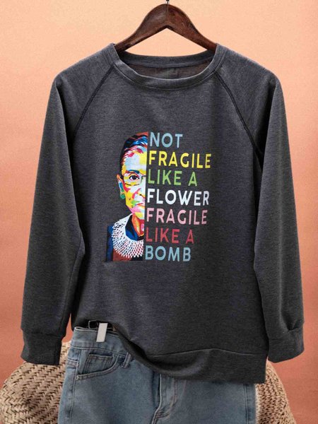 

Grigio Scuro Casuale Lettera Maniche Lunghe Top, Hoodies & Sweatshirts
