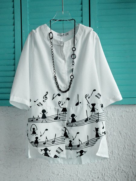 

White Casual Cotton-Blend Tops, T-Shirts
