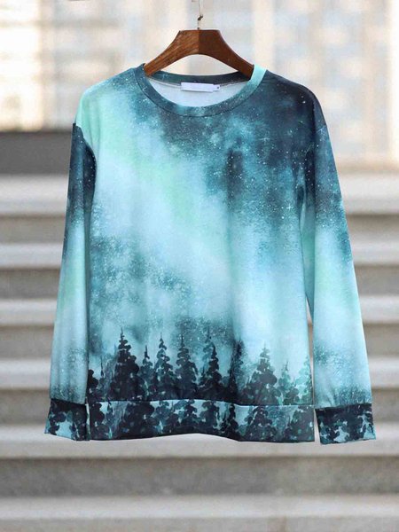 

Women's Northern Lights Treetop Print Sweatshirts, Green, Sweatshirts & Hoodies