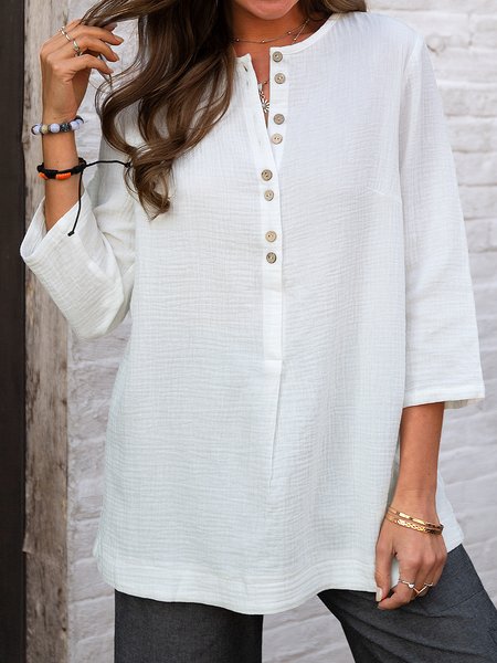 

V Neck Holiday Half Sleeve Blouse, As picture, Blouses & Shirts