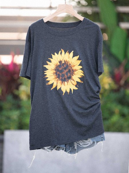 

Casual Short Sleeve T-shirt, Gray, T-Shirts