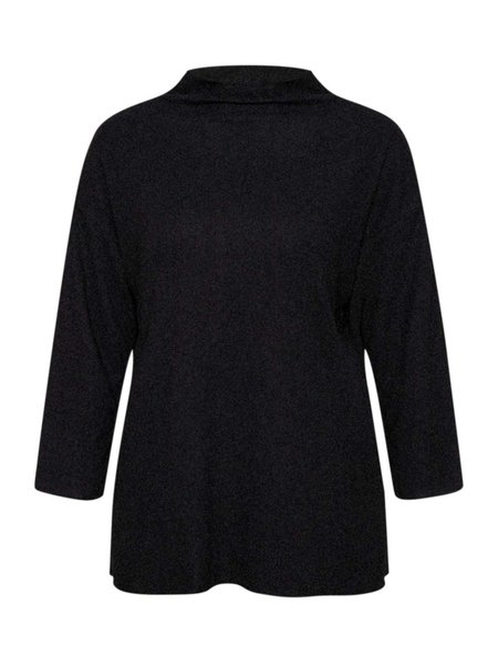 

Casual Plain Boat Neck Long Sleeve Shirt, Black, Sweaters
