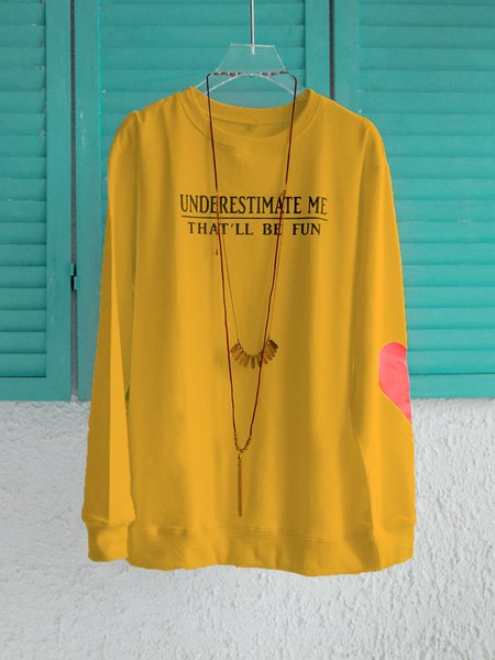 

Crew Neck Letter Long Sleeve Sweatshirts, Yellow, Sweatshirts & Hoodies