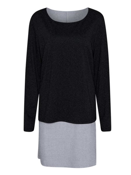 

Casual long sleeve dress, Black, Long sleeve tops