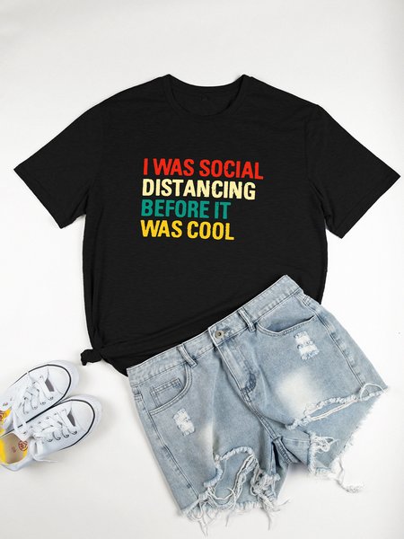 

Letter Casual Short Sleeve Printed Tee Tops, Gray, T-Shirts